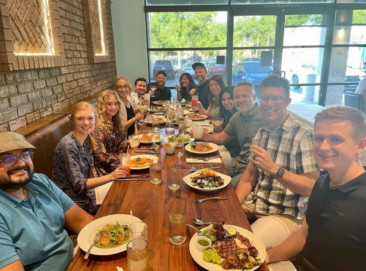 Staff of Archer & Hound during a company dinner outing